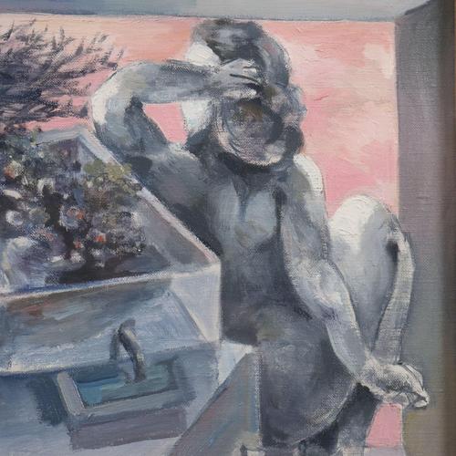 Ercole Pignatelli, Woman at the Window, Oil on Canvas For Sale - Image 4 of 12