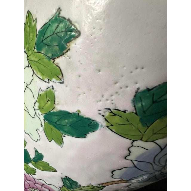 Mid-Century Pink Chinoiserie Hand Painted Floral and Bird Motif Umbrella Stand For Sale In Denver - Image 6 of 12