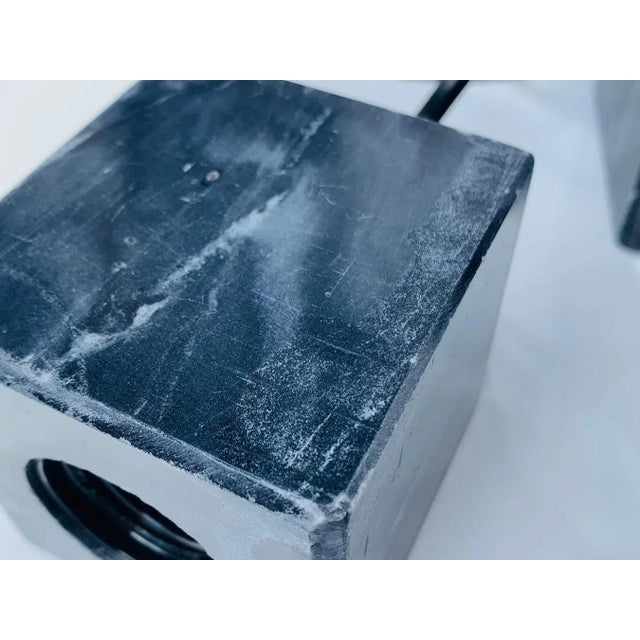 Black Black Marble & Brass Pendant Lights - a Pair For Sale - Image 8 of 10