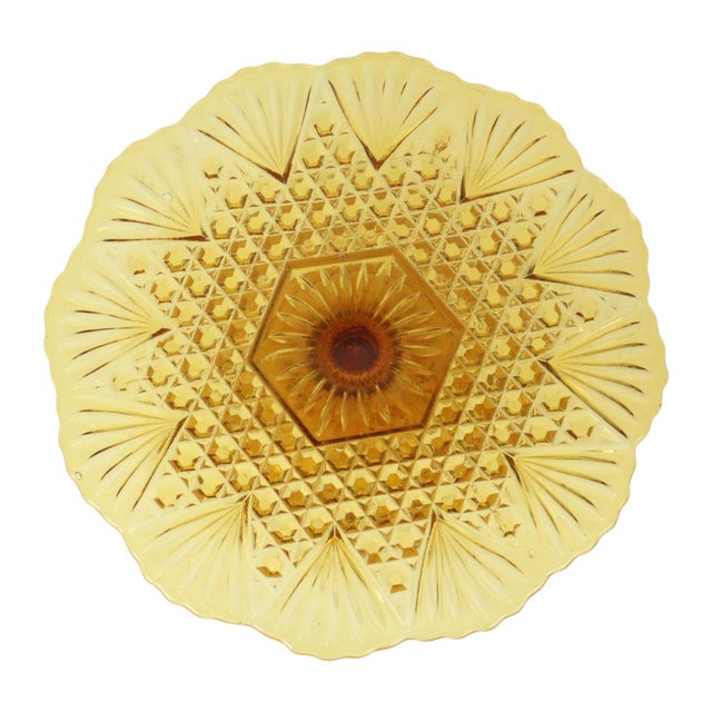 Art Deco Amber Cake Stand in Depression Glass For Sale - Image 10 of 16