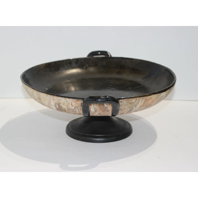 Late 20th Century Italian Tazza Compote Terra Cotta With Marbelized Painting For Sale - Image 5 of 10