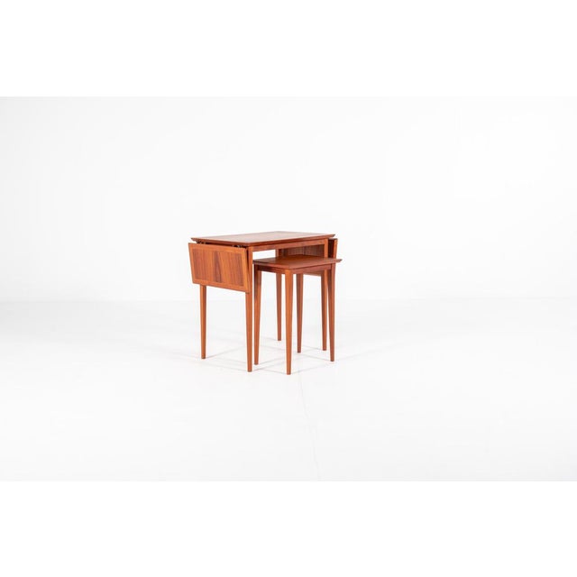 Vintage Scandinavian Extendable Nesting Tables, Denmark, 1960s, Set of 2 For Sale - Image 9 of 11
