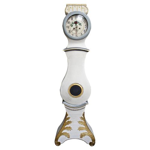 Swedish Mora Clock in White Rosesfryksdall, 1800s For Sale - Image 5 of 5