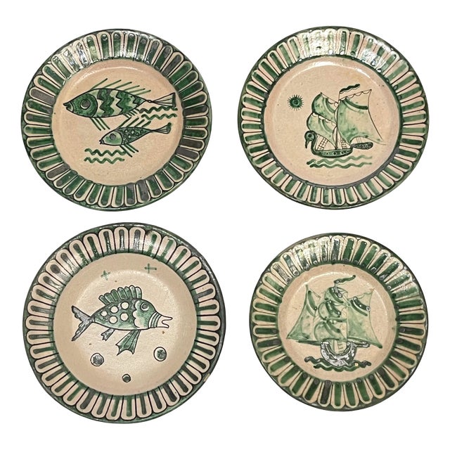 Vietri Plates from Fabbrica Ceramica Avallone, 1930s, Set of 4 For Sale