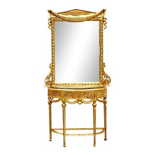 Gilt Gesso Console Table and Mirror Set. For Sale