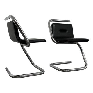 Chrome Tubular Steel Armchairs by Luigi Bardini, 1970s, Set of 2 For Sale