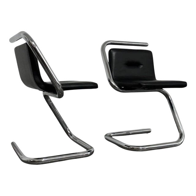 Chrome Tubular Steel Armchairs by Luigi Bardini, 1970s, Set of 2 For Sale