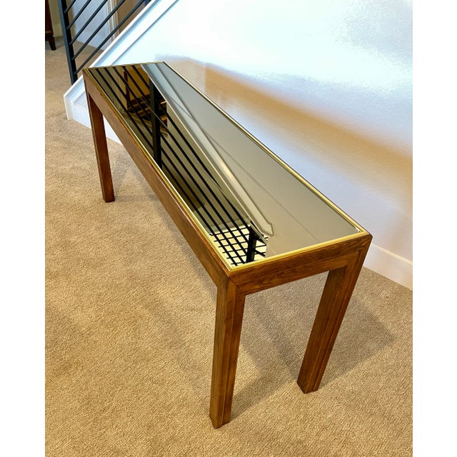 Henredon Henredon 1980's Postmodern Mirrored Console Sofa Table For Sale - Image 4 of 12