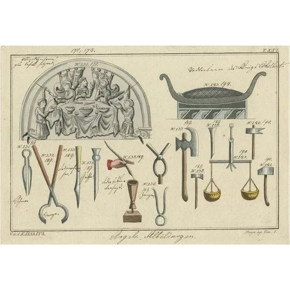 Early 19th Century R. von Spalart, Writing and Carpenter Utensils and More, 1810, Print For Sale - Image 5 of 5