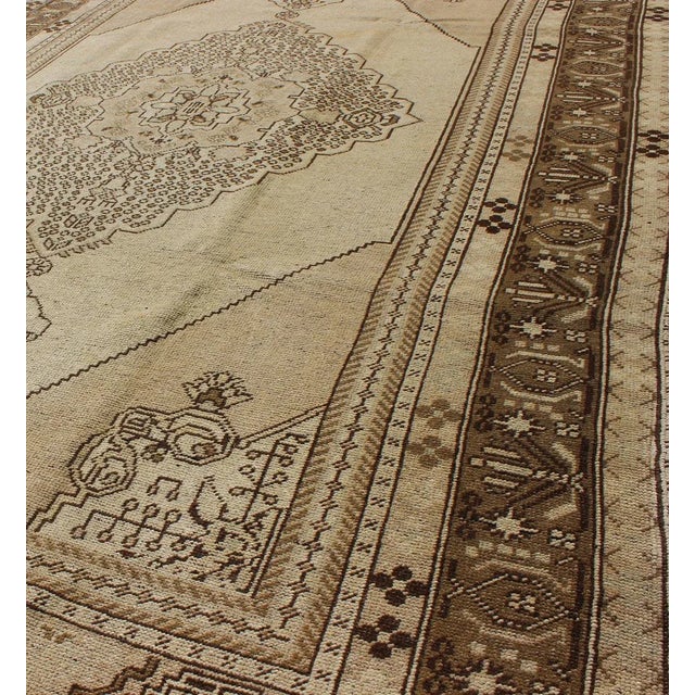 Mid 20th Century Vintage Turkish Oushak in Olive, Brown, Khaki and Earth Colors For Sale - Image 5 of 7