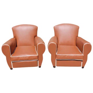 1940s Vintage French Art Deco Club Chairs - a Pair For Sale