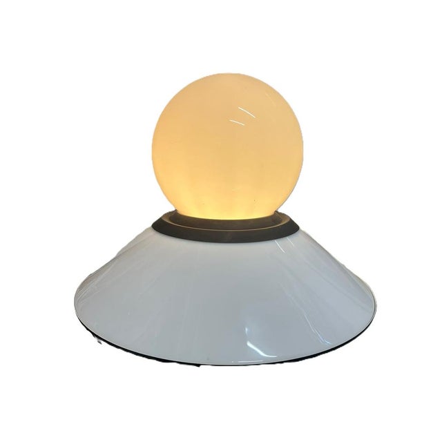 Space Age Double Light Lamp in Glass and Steel, 1970s For Sale - Image 4 of 18
