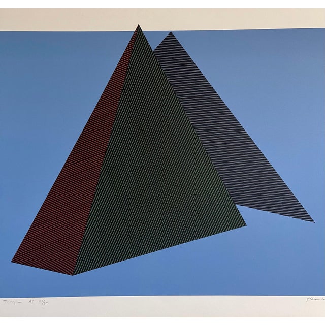 Jean-Marie Haessle, Jean Marie Haessle Abstract Geometric Op Art Silkscreen Lithograph Print, 1980 For Sale