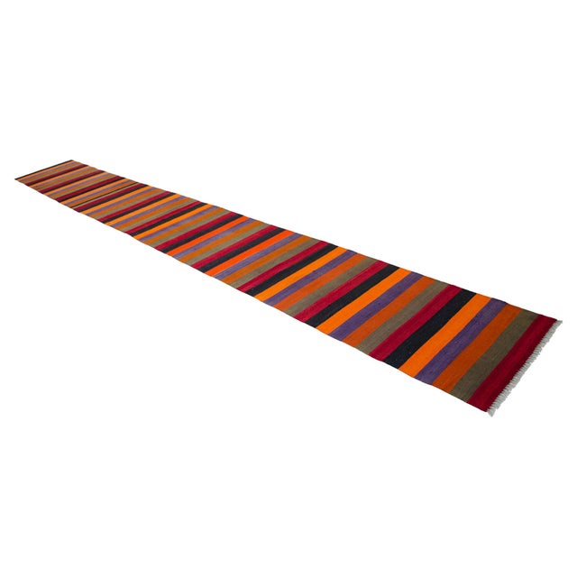 1970s 1970s Flat Weave Runner Rug Turkish Kilim Stair Tread - 2′4″ × 18′10″ For Sale - Image 5 of 16