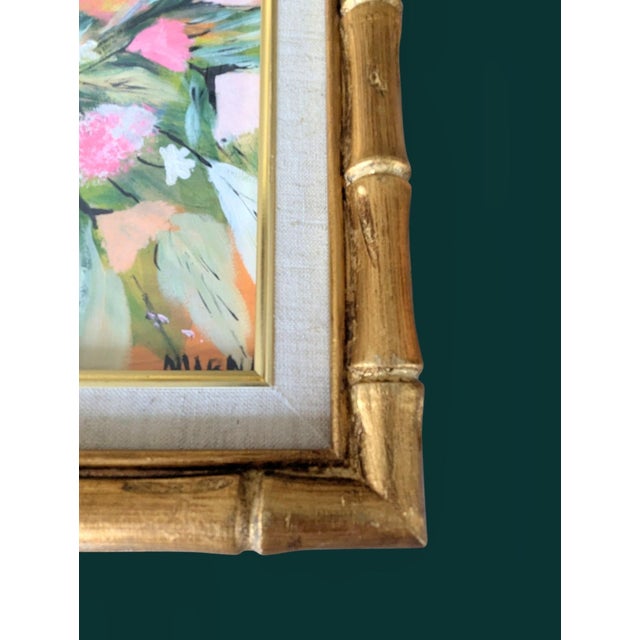 Vintage Original Expressionist Still Life Floral Bouquet Painting Signed by the Artist and Framed in a Giltwood Faux...