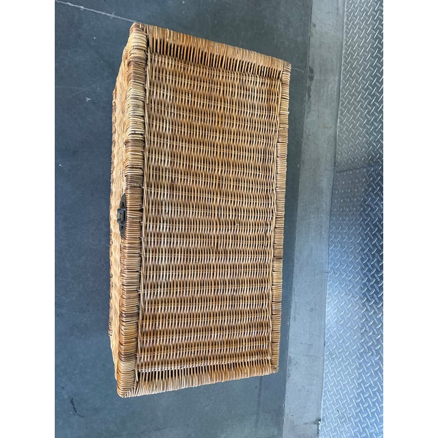 Vintage Wicker Trunk, Storage Chest, Campaign, Regency, Boho For Sale - Image 10 of 11