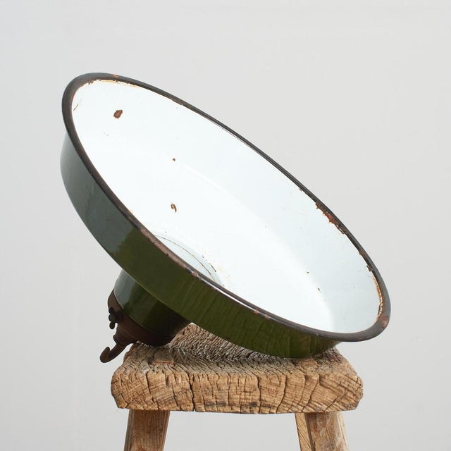 Green Enamel Pendant Light from Benjamin, 1940s For Sale - Image 4 of 8