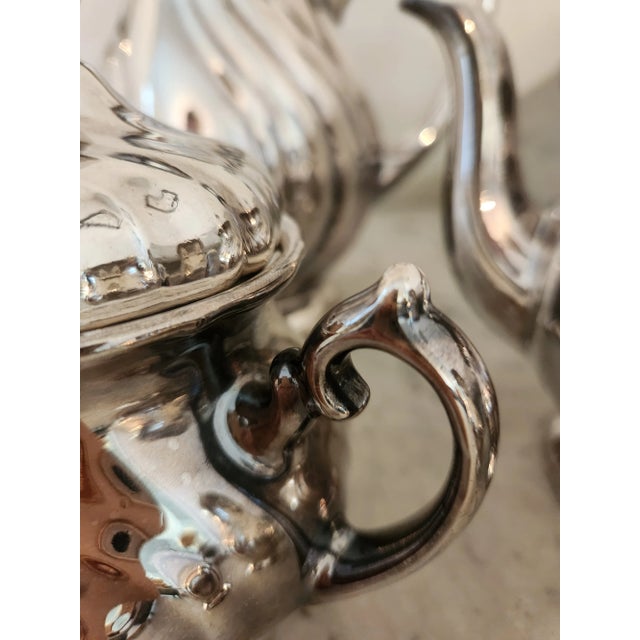 Art Deco German Silver Enamel Tea & Coffee Service, Attributed to Wmf, Circa 1930s For Sale - Image 10 of 12