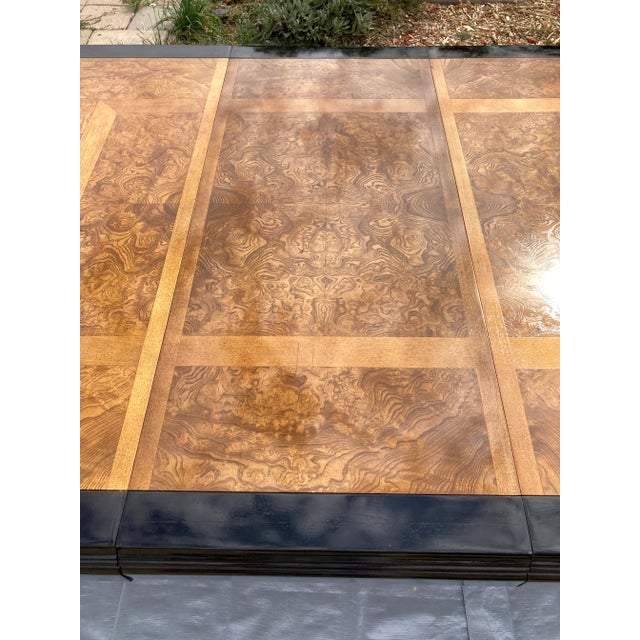 Chinoiserie Burl & Black Lacquer 10’ Extendable Dining Table From Century For Sale In Denver - Image 6 of 13