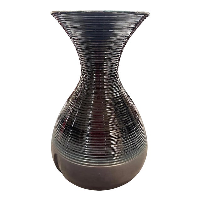 1970s Modern Gray and Black Ceramic Italian Vase by Ceramiche Santambrogio For Sale