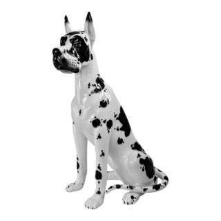 1980s Life Size Great Dane Porcelain Dog Sculpture by Lladro Hispania of Spain For Sale