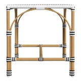 Tobias Outdoor Rattan Rectangular Dining Bench, Black & White For Sale