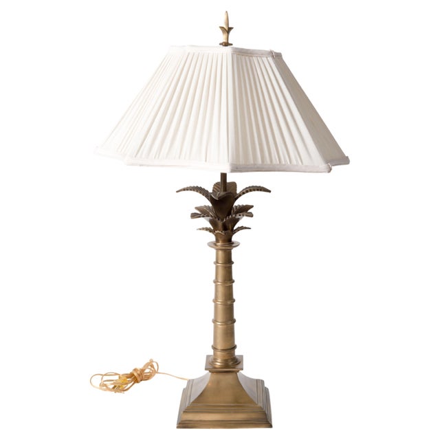 1970s Brass Palm Lamp with Shade in the Manner of Chapman For Sale - Image 12 of 12