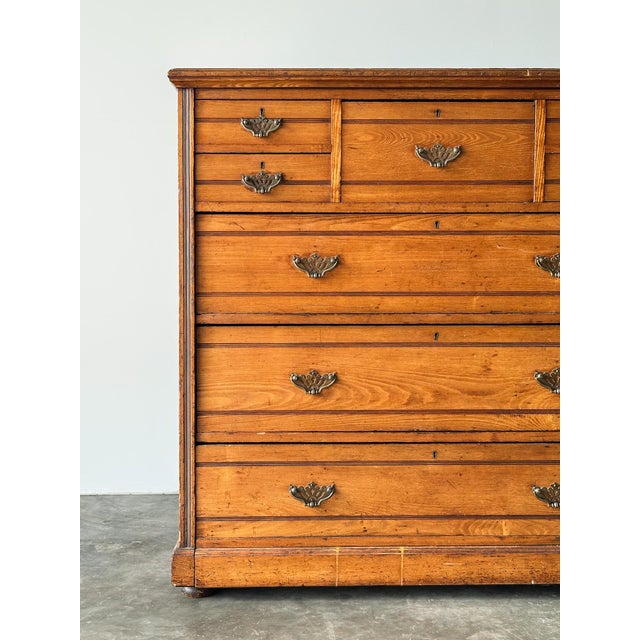 Brown Jas Shoolbred & Co. Ash Chest of Drawers, England, 19th Century For Sale - Image 8 of 18