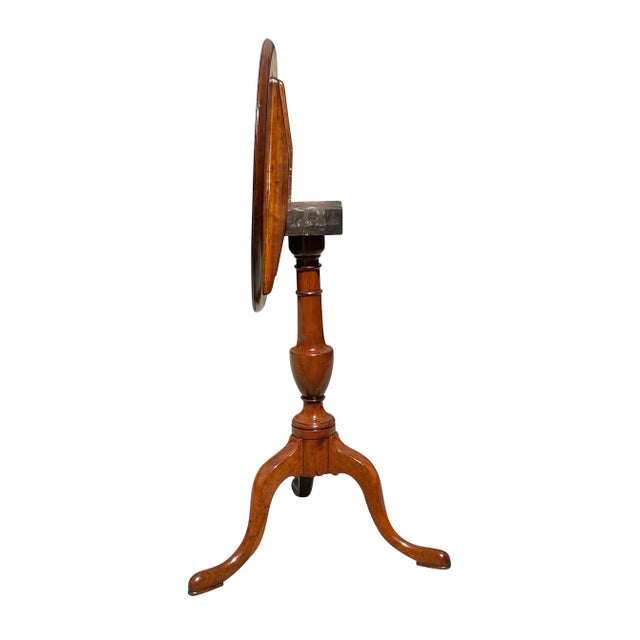 Red Late 18th Century Antique Queen Anne Mahogany Dish Top Kettle Stand - Tilt Top Tea Table For Sale - Image 8 of 11