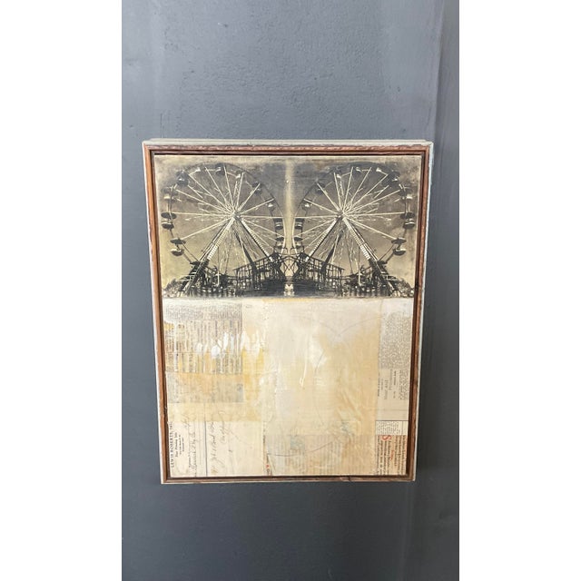 Vintage Abstract Mixed Media Collage — "Double Wheel" For Sale - Image 10 of 17