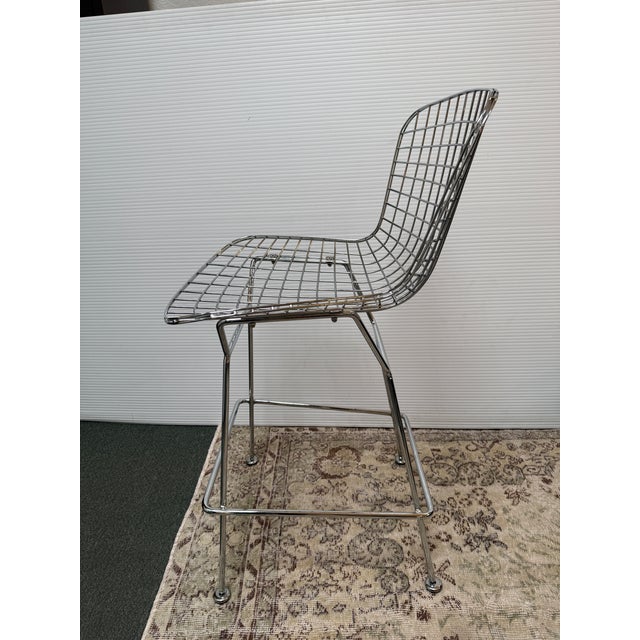 Harry Bertoia Caged Chrome Metal Bar Stool, in the Style of Bertoia For Sale - Image 4 of 12