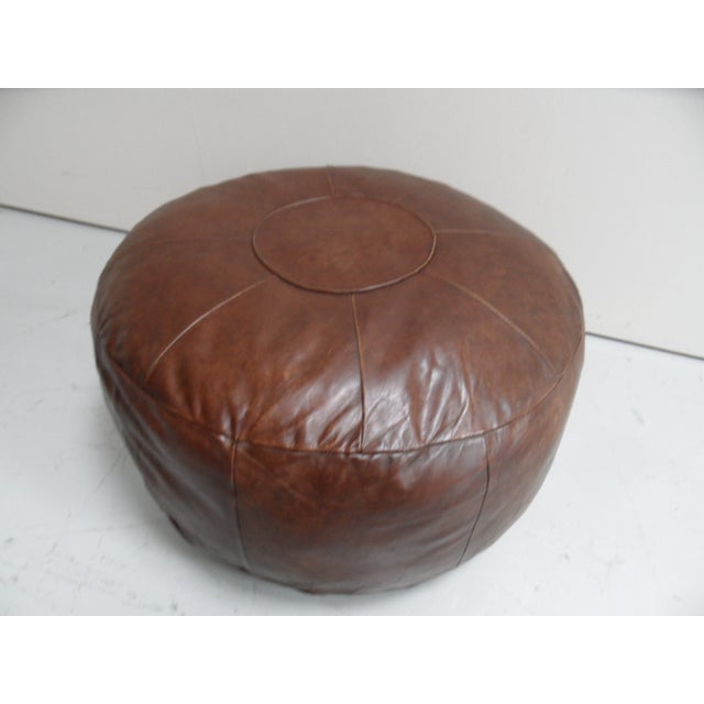 Brown Vintage Leather Pouf, 1960s For Sale - Image 8 of 8