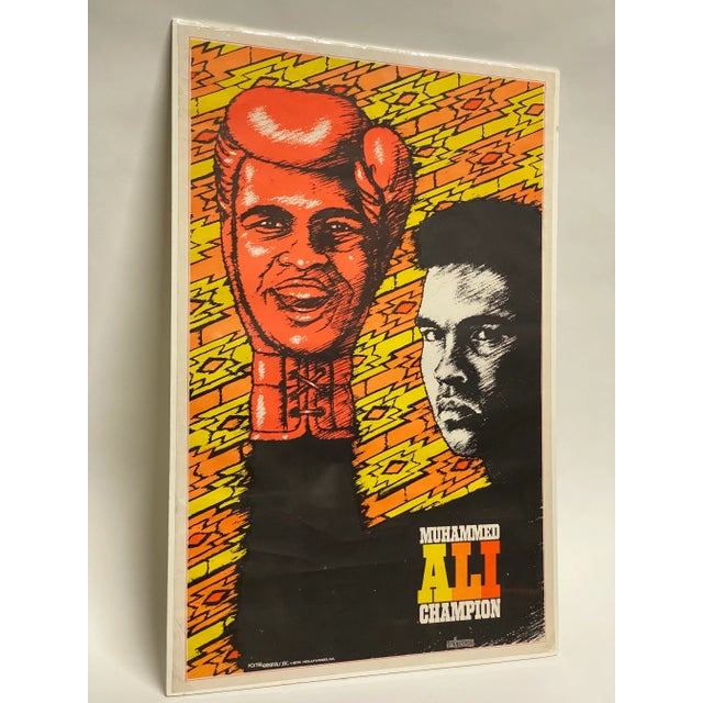 1974 Muhammed Ali Champion Boxing Black Light Poster | Chairish