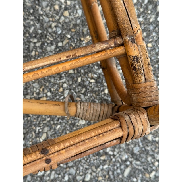 Wood Vintage 1970s Coastal Modern Italian Rattan Chaise Lounge For Sale - Image 7 of 12