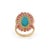 14k Yellow Gold 9.1ct Oval Cabochon Turquoise & Diamond Ruby Ring Size 6 For Sale - Image 10 of 18