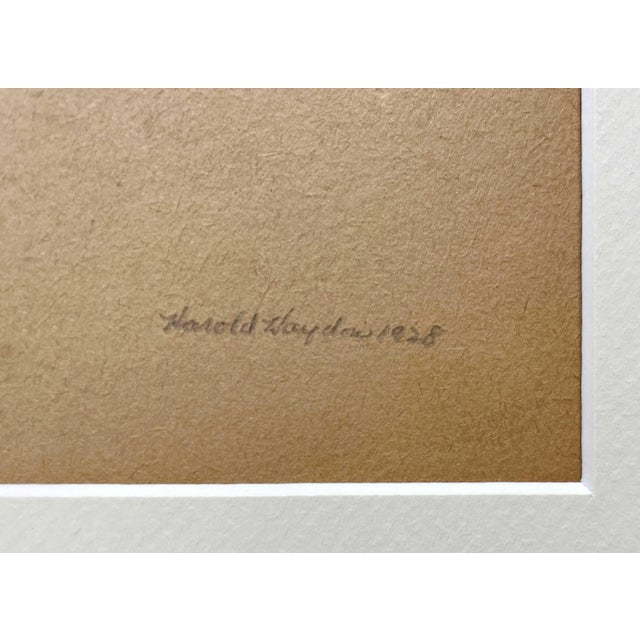 1928 Charcoal on Paper Drawing if a Northern Lake Shoreline by Artist Harold Haydon For Sale - Image 4 of 5