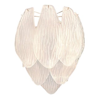 Vintage Italian Murano Glass Wall Sconces in Frosted Glasses, 1990s, Set of 2 For Sale