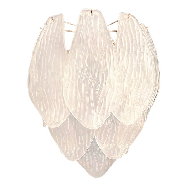 Vintage Italian Murano Glass Wall Sconces in Frosted Glasses, 1990s, Set of 2 For Sale