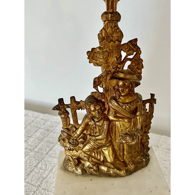 Offered for your consideration, this pair of Victorian gilt bronze candlesticks. These type of lighting devices, often...