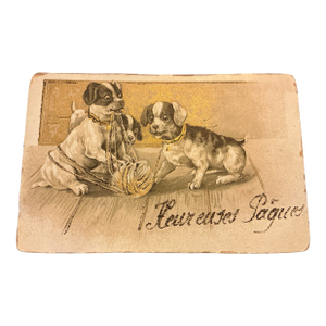 Antique French Easter Postcard Featuring Dogs