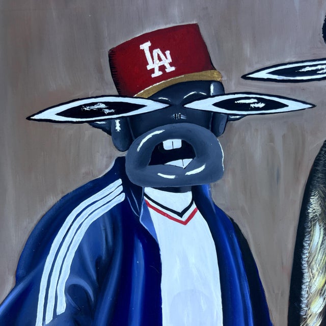 Contemporary "Handshake of Eras", Oil on Canvas Painting by Chinonso Ofodile For Sale - Image 3 of 6