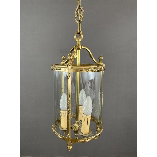 20th Century Louis XVI Style Lantern in Bronze and Glass For Sale - Image 3 of 8
