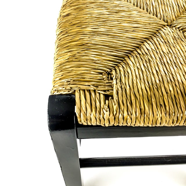 90’s Black Painted Children’s Side Chair With Rattan Seat Slightly Imperfect. For Sale - Image 9 of 10