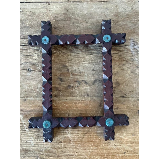 Early 20th Century Vintage Boho Tramp Art Frame For Sale - Image 5 of 10