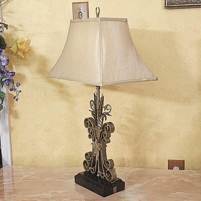 Vintage Maitland-Smith Neoclassical Brass Scrollwork Table Lamp For Sale In Washington DC - Image 6 of 18