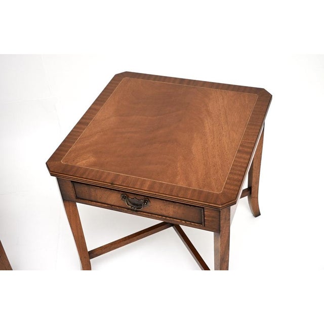 Brown Georgian Style Bedside Tables, 1950s, Set of 2 For Sale - Image 8 of 11