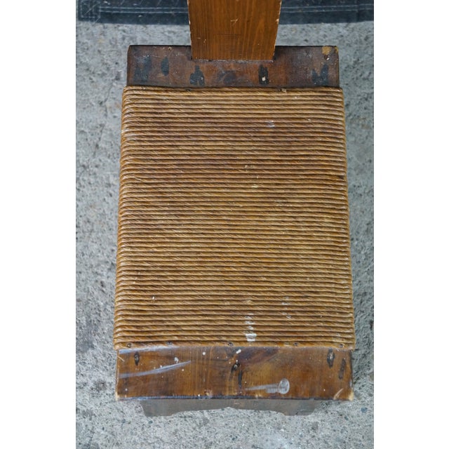 Antique Primitive Shaker Style Spinning Chair Rush Stool Bench Seat Folk Art 37" For Sale - Image 6 of 18