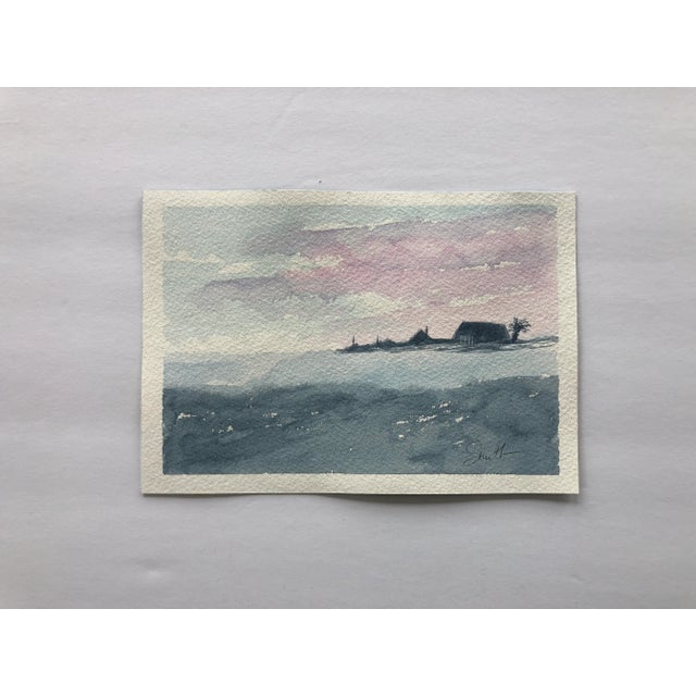 Contemporary “As Day Wanes” Signed Original Watercolor Painting by Nancy Smith For Sale - Image 3 of 3