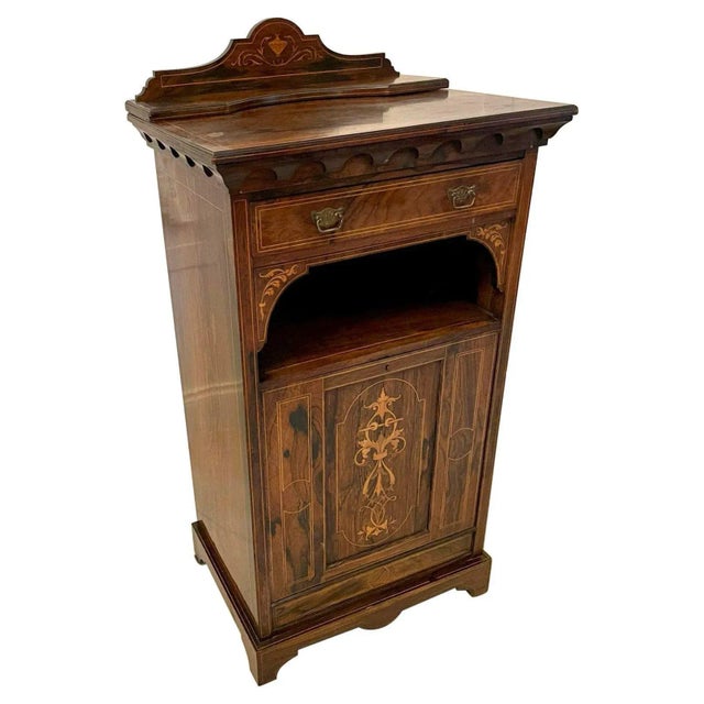 Antique Edwardian Rosewood Inlaid Side Cabinet For Sale - Image 14 of 14