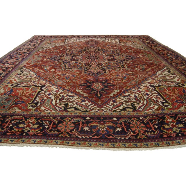 English Antique Persian Heriz Rug - 10'02 x 12'10 For Sale - Image 3 of 6